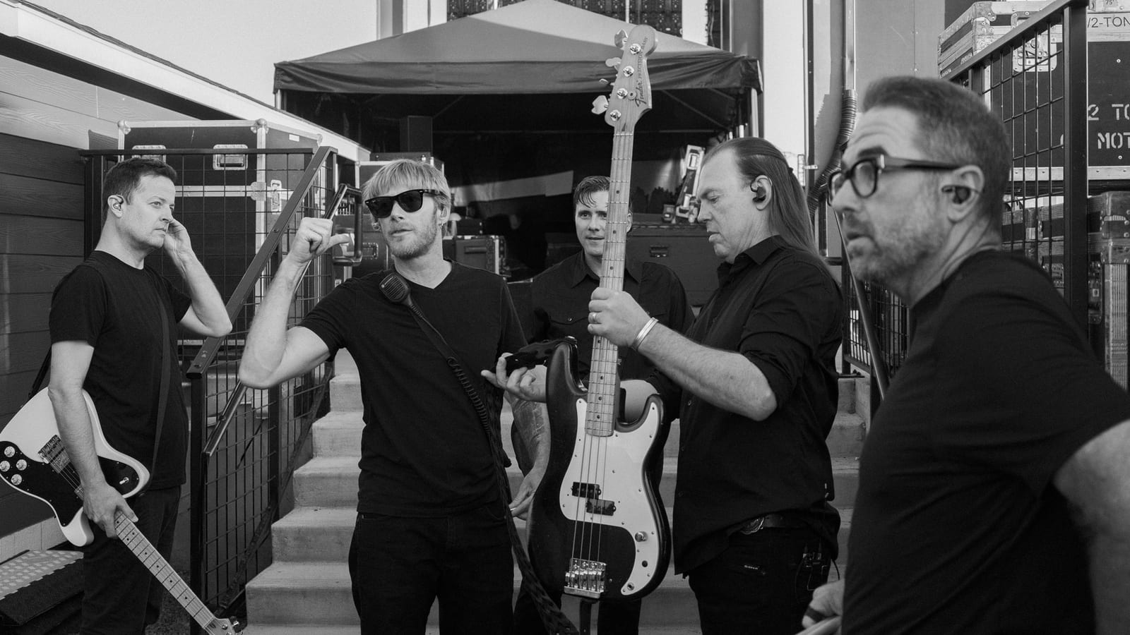 Jimmy Eat World together backstage before the show.